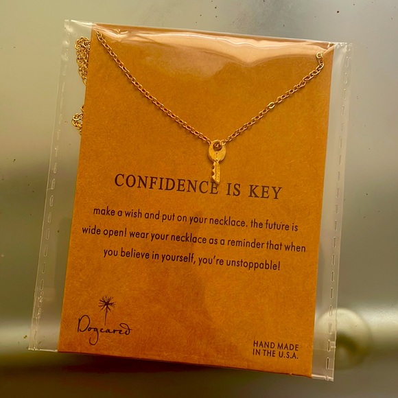“Dogeared” Gold Dipped Chain Link Necklace Brand New “Confidence is Key” - Picture 1 of 2